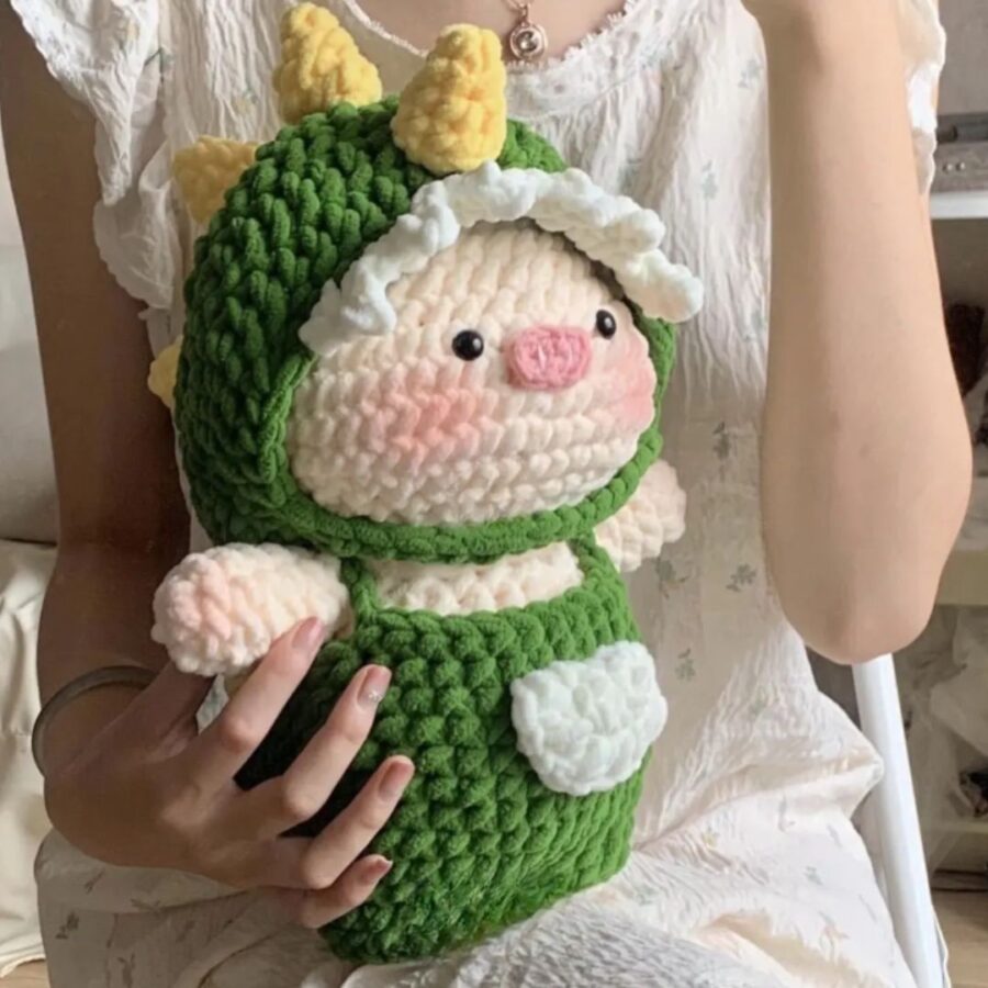 pig in dinosaur costume crochet pattern