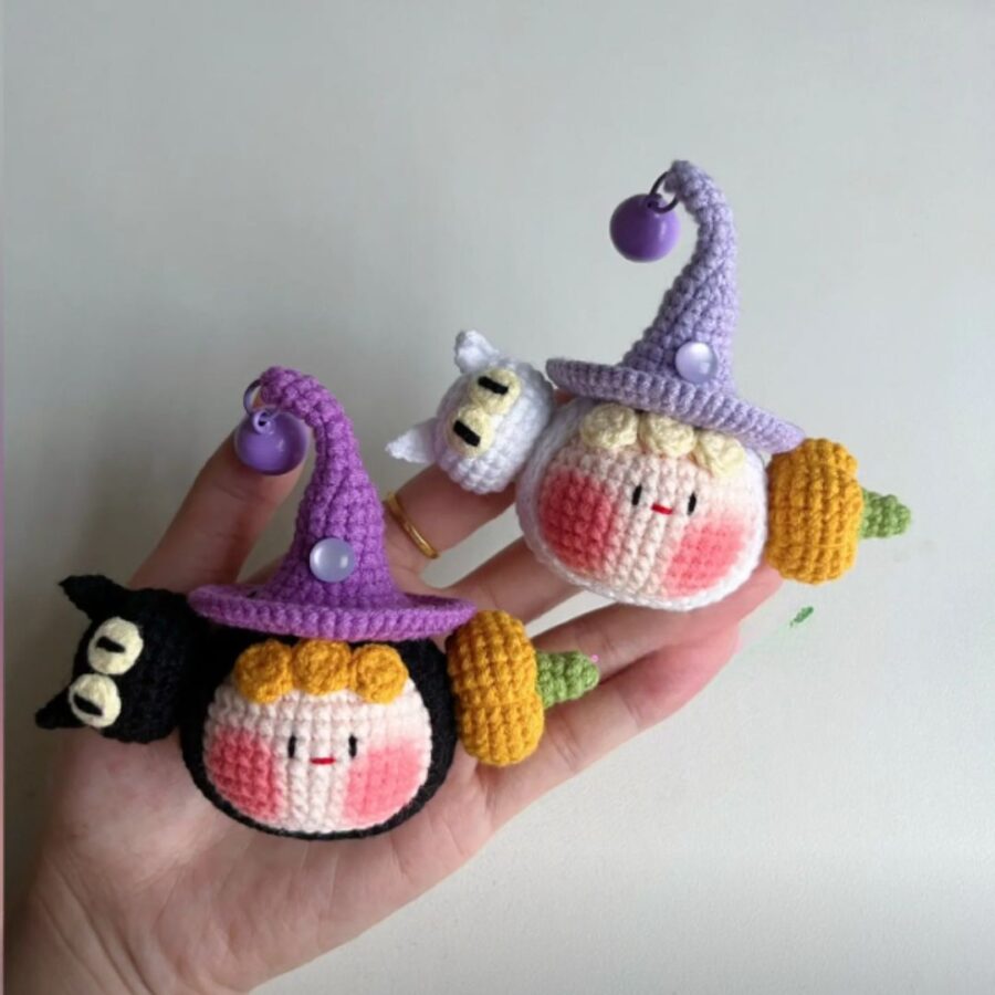 mini witch & cat crochet pattern